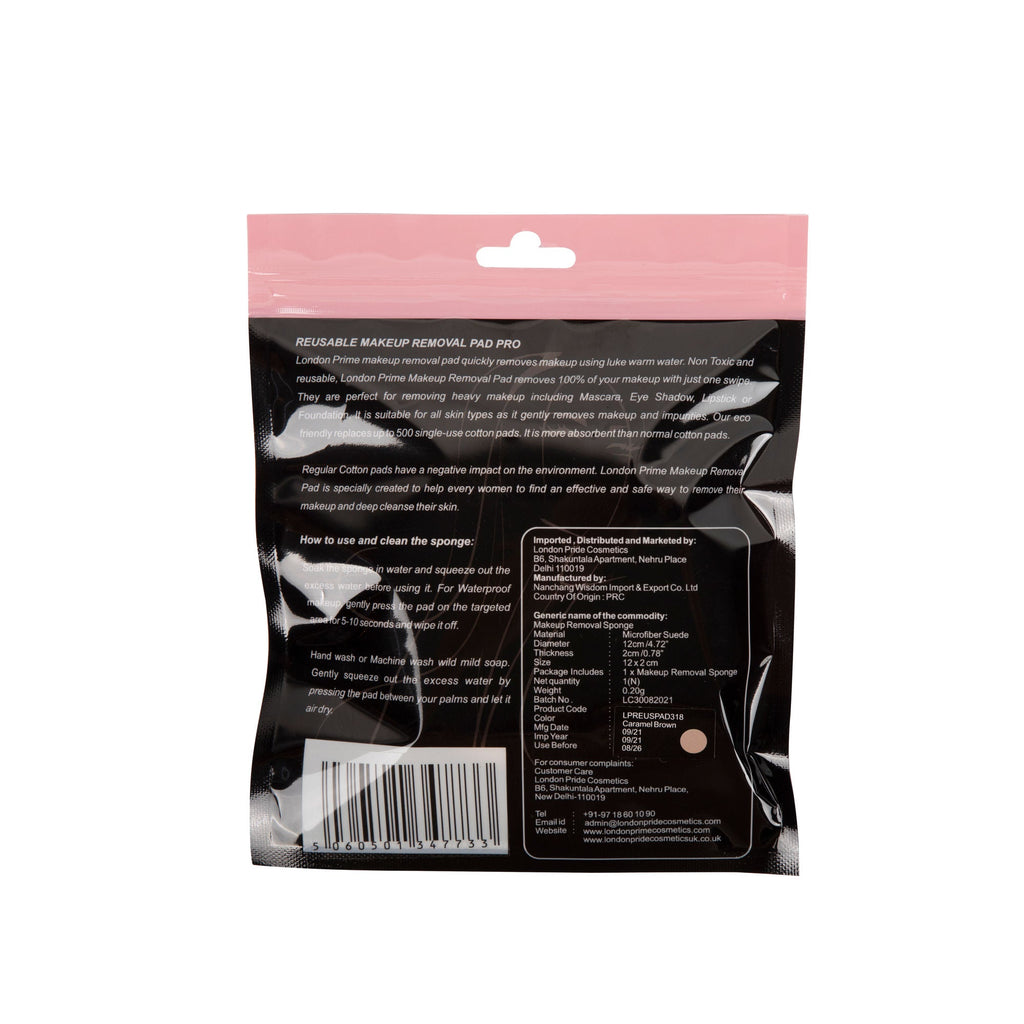 London Prime Reusable Makeup Remover Pad Pro- Caramel Brown ( Formerly London Pride Cosmetics ) | Grocsy