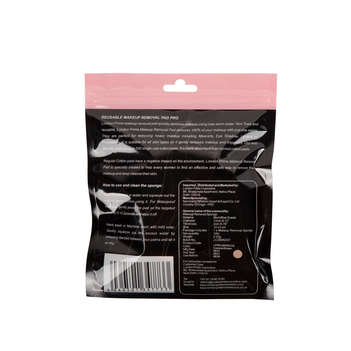 London Prime Reusable Makeup Remover Pad Pro- Caramel Brown ( Formerly London Pride Cosmetics ) | Grocsy