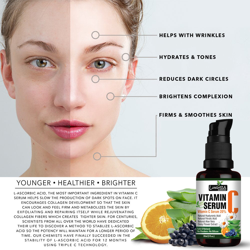 Luxura Sciences Vitamin C Serum for Skin Glow | Grocsy