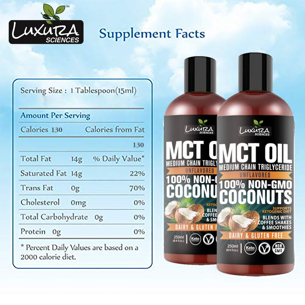 Luxura Sciences MCT Oil Organic for Weight and Energy Management | Grocsy