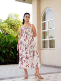 Pimu Square-Neck Maxi Dress with Graphic Print-Green | Grocsy