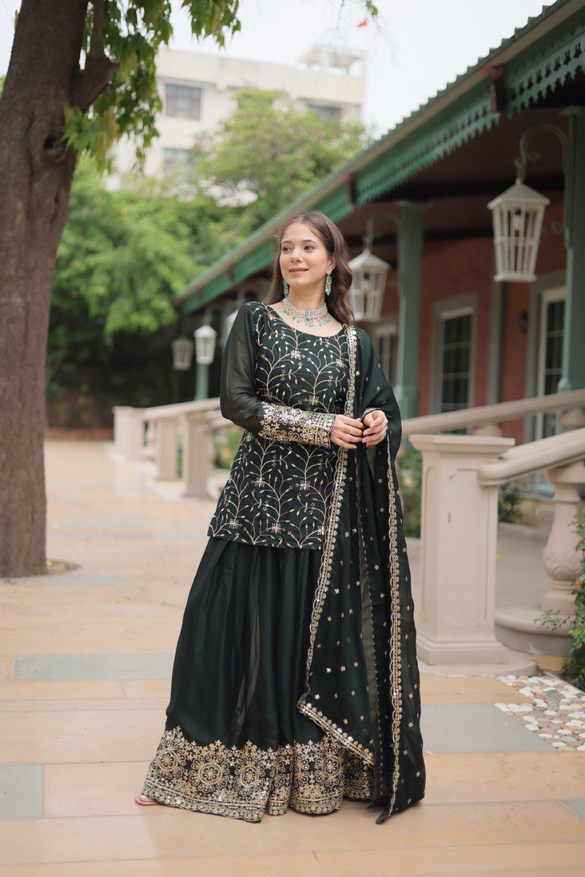 Yash Enterprise Green Silk Party Wear Embroidery Suit Set | Grocsy