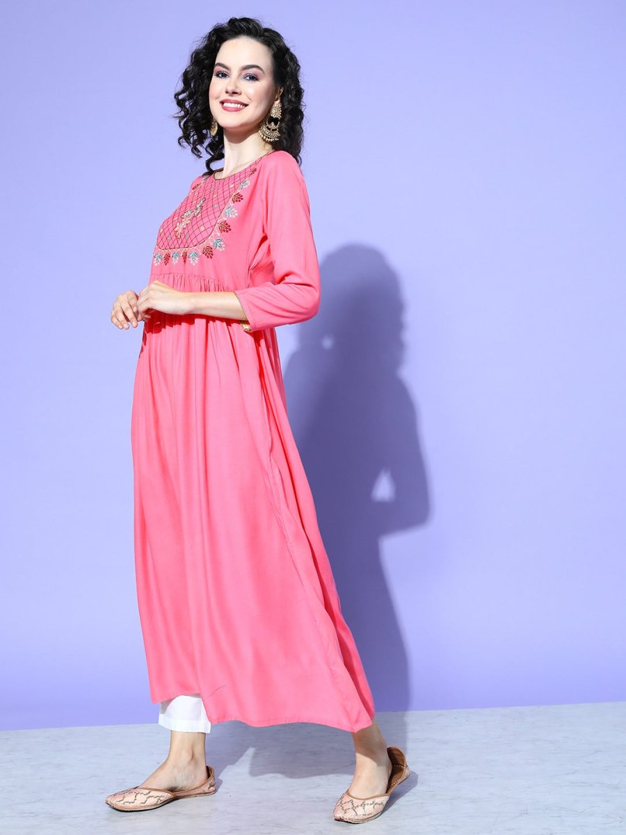 All About You Women Ethnic Motifs Embroidered Anarkali Kurta | Grocsy