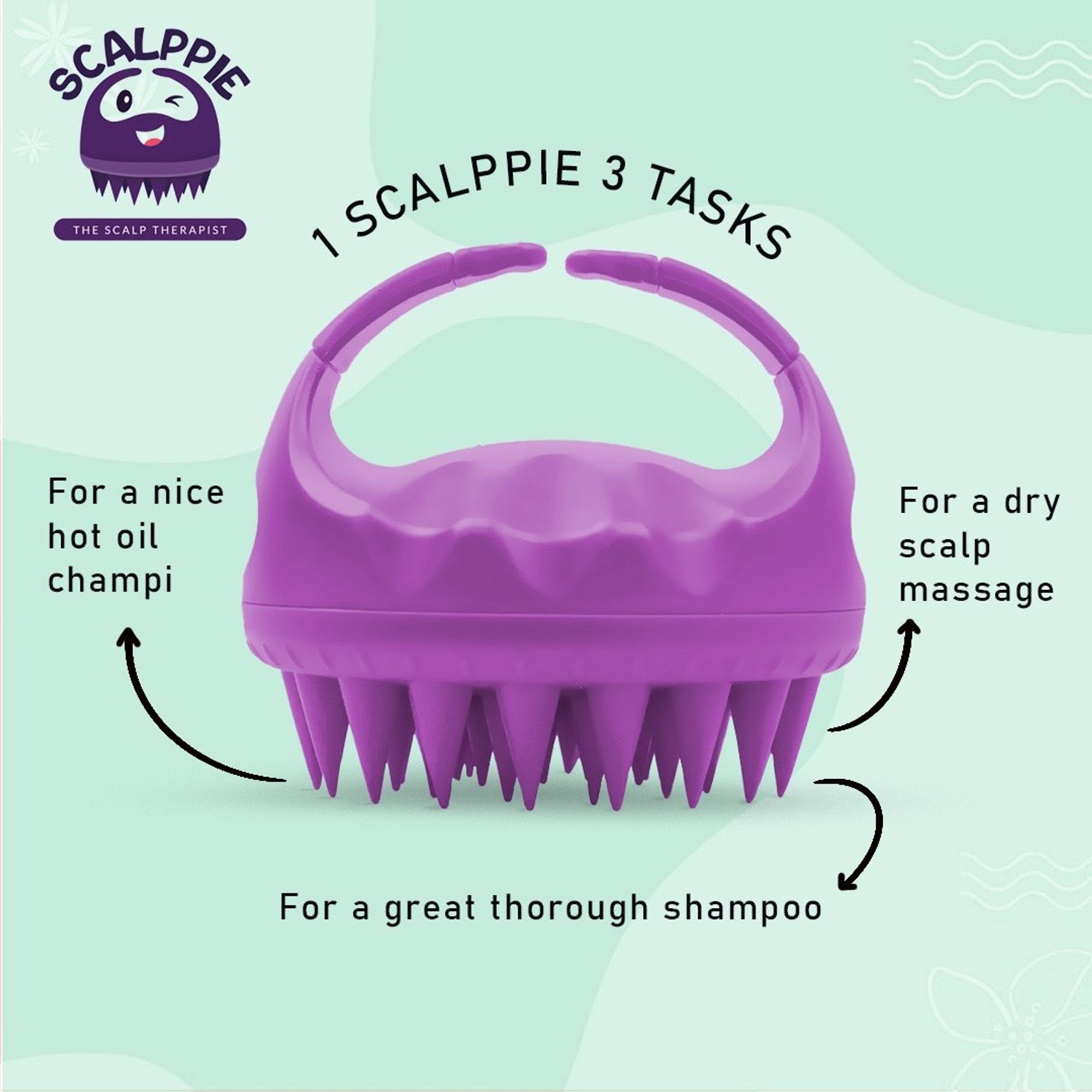 Scalppie Silicon Hair Scalp Massager & Shampoo Brush Scrub For Hair Growth & Anti Dandruff - Purple | Grocsy