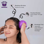 Scalppie Silicon Hair Scalp Massager & Shampoo Brush Scrub For Hair Growth & Anti Dandruff - Purple | Grocsy
