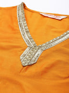 All About You Women Mustard Yellow Ethnic Motifs Embroidered Gotta Patti Kurta with Palazzos & With Dupatta | Grocsy