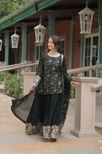 Yash Enterprise Green Silk Party Wear Embroidery Suit Set | Grocsy
