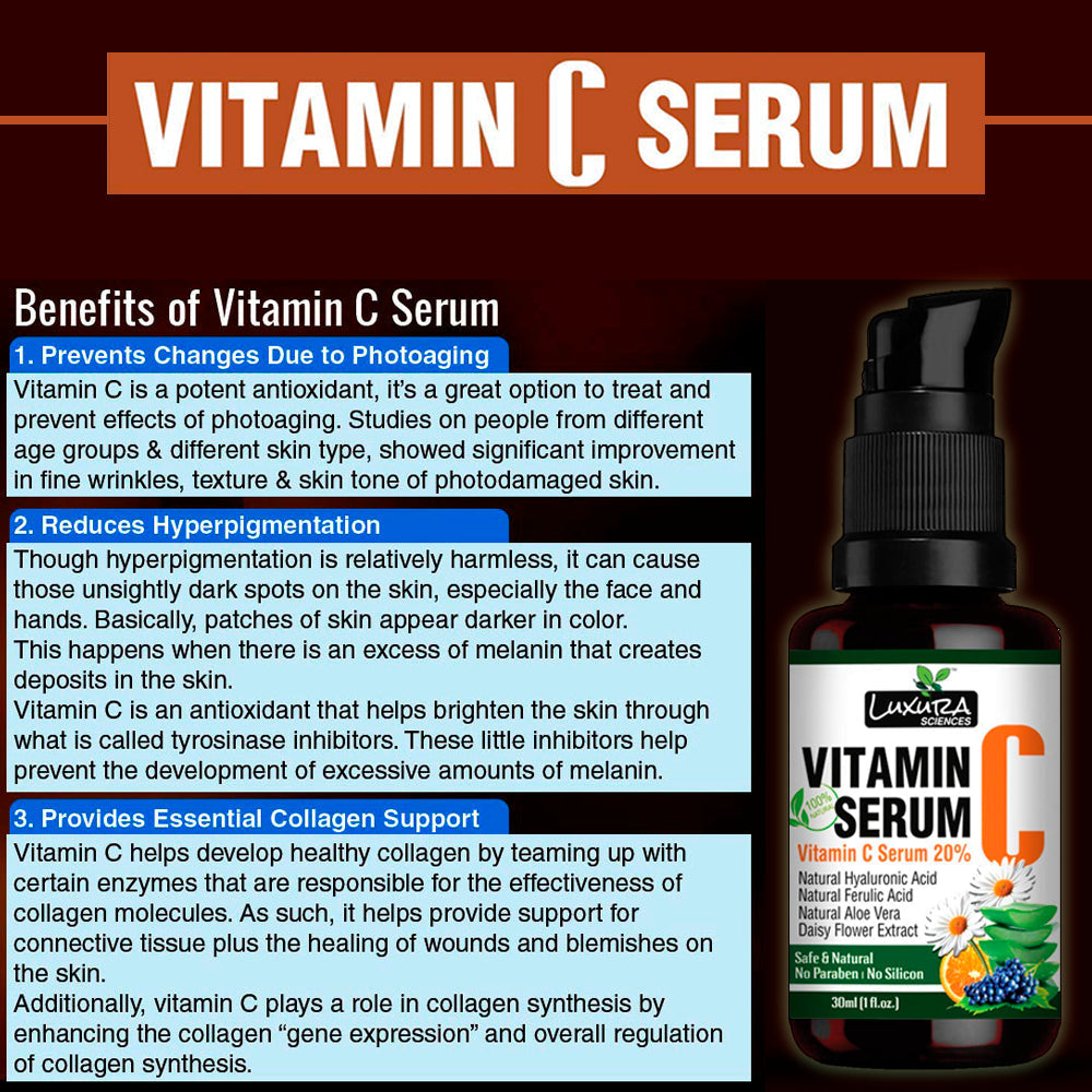 Luxura Sciences Vitamin C Serum for Skin Glow | Grocsy