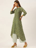 HERE&NOW Women Ethnic Motifs Printed Empire Pure Cotton Kurta with Palazzos & With Dupatta | Grocsy