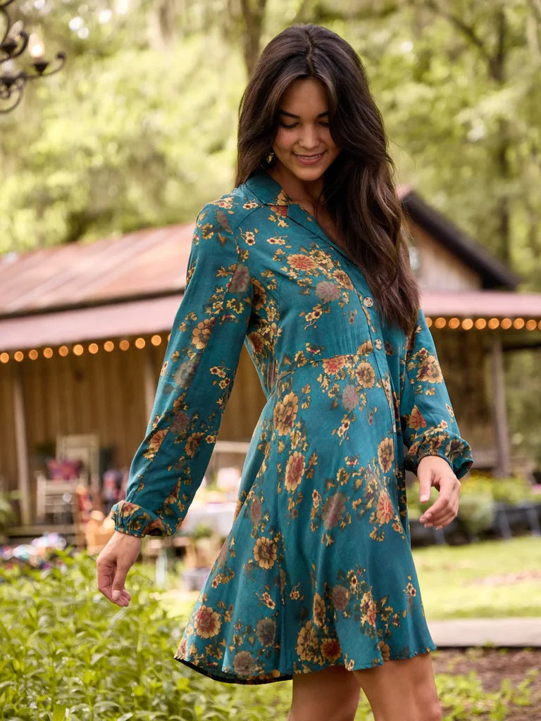 Pimu Ansley Woven Tunic Shirt Dress - Tblue | Grocsy