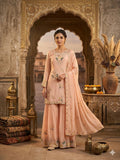 Stylish Designer Stitched Pink Pure Viscose Crepe Embroidery Hand Work Sharara Suit - Anbazaar | Grocsy