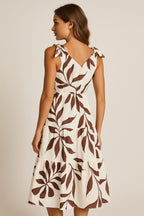 Pimu V-Neck Maxi Dress with Graphic Print-Blue | Grocsy