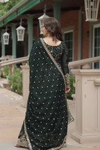 Yash Enterprise Green Silk Party Wear Embroidery Suit Set | Grocsy