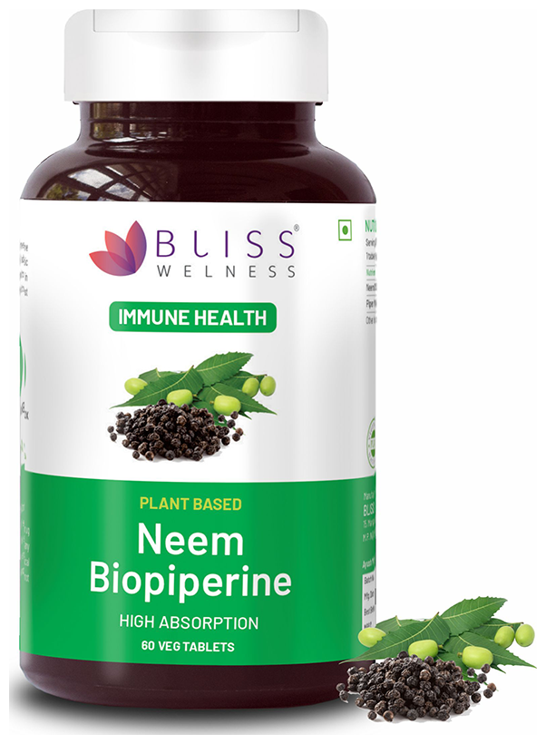 Bliss Welness Immune Health Neem Biopiperine Veg Tablet | Grocsy
