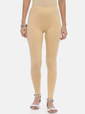 Souchii Beige Solid Slim-Fit Ankle-Length Leggings For Women | Grocsy
