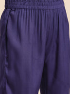 Sangria Bell Sleeves Solid Straight Kurta With Trousers | Grocsy