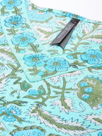 HERE&NOW Floral Printed Regular Pure Cotton Kurta with Trousers & With Dupatta | Grocsy