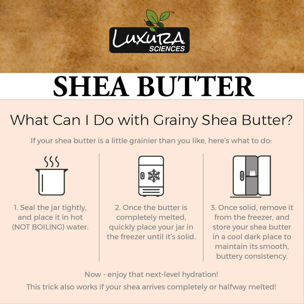 Luxura Sciences African Raw Shea Butter Unrefined Organic Ivory for Skin and Body | Grocsy