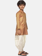 Sethukrishna Boys Gold-Toned Ethnic Motifs Kurta with Dhoti Pants | Grocsy