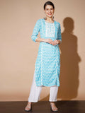 Myshka Women Blue Printed Kurtas | Grocsy