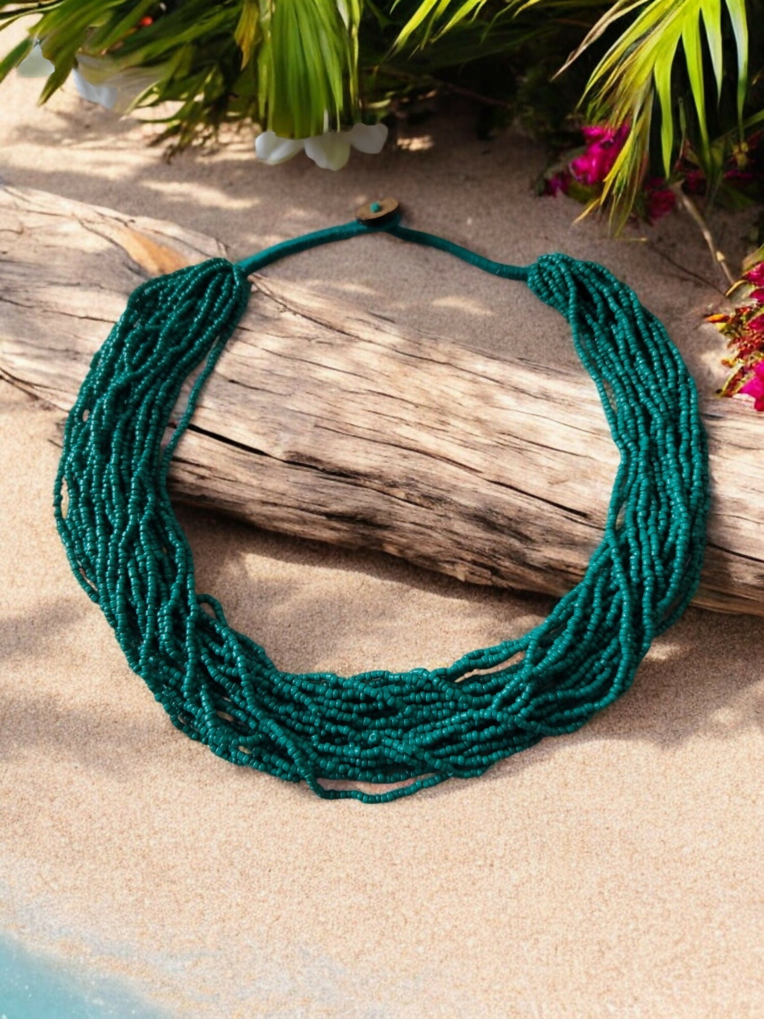 Inhanns Handmade Beaded Multilayer Necklace, 20 Layers - Sea Green | Grocsy