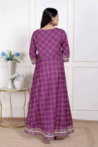 Miravan Women Cotton Magenta Gota lace and Embroidered Anarkali Kurta | Grocsy