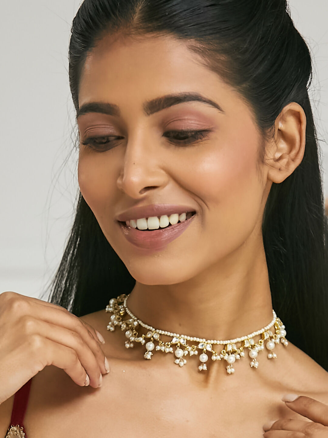 Nuyug 22K Gold-Plated Kundan & Pearl Studded Matha Patti Head Jewellery | Grocsy