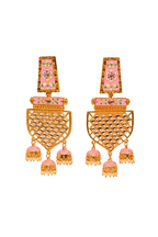 Traditional Gold-Polished Meenakari Pink Jhumka Jhumki Earrings By House of Ree - Swadesiicart