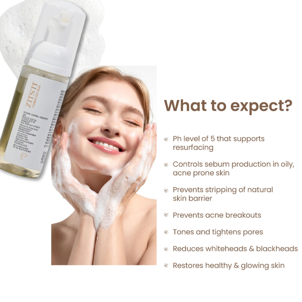 Personal Touch Skincare Zitsit Gentle Foaming Anti Acne Facewash pH 5 For Dry, Oily, Normal & Acne Prone | Grocsy