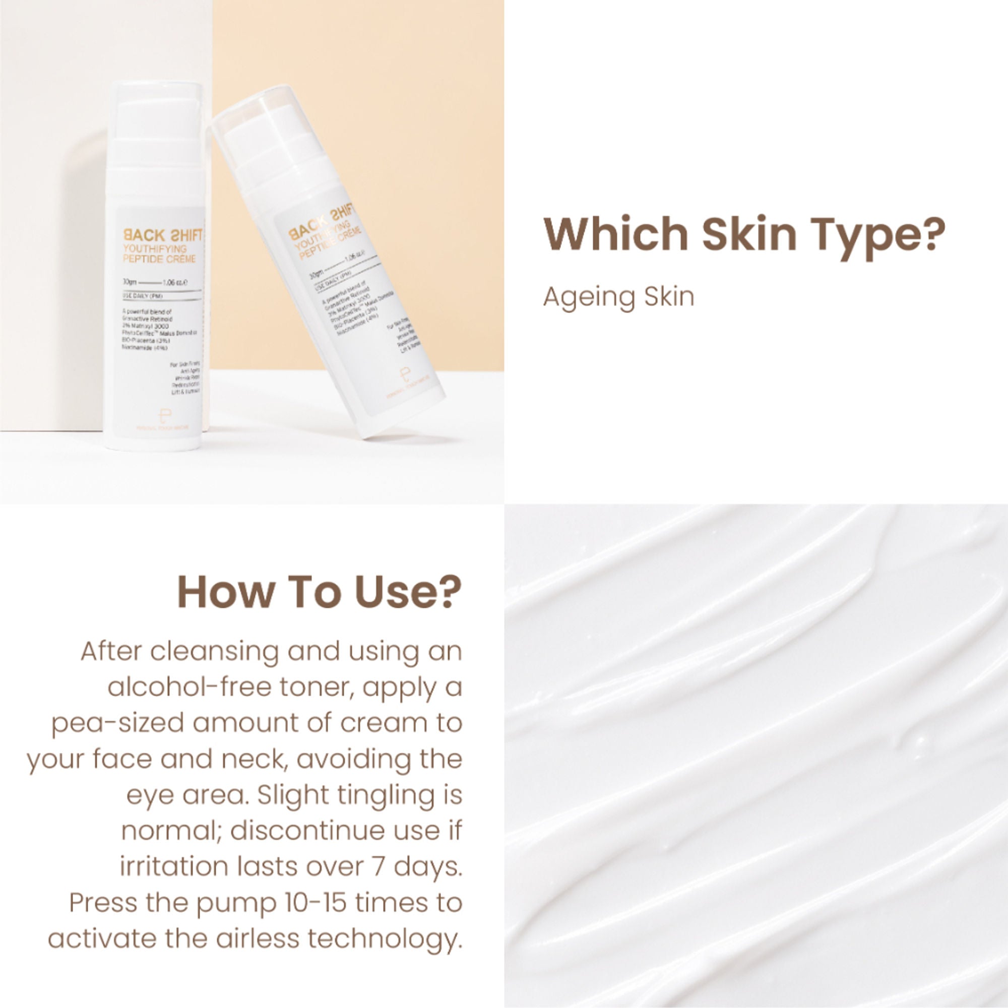 Personal Touch Skincare Backshift Anti Ageing Peptide Cream With Granactive Retinol, Bio Placenta & Niacinamide | Grocsy