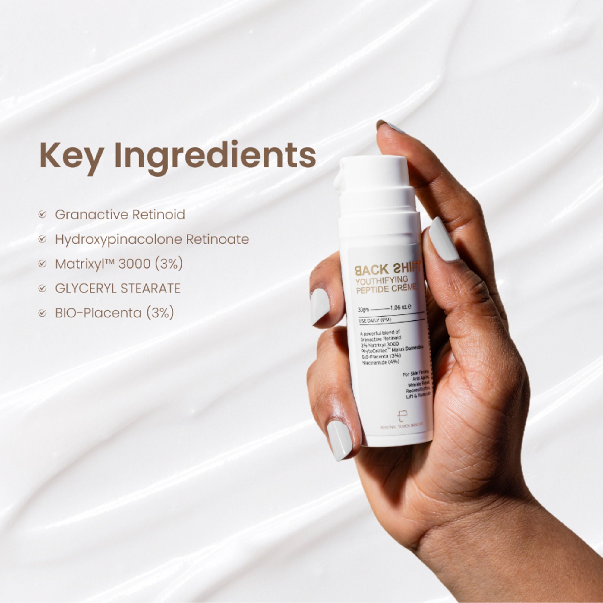 Personal Touch Skincare Backshift Anti Ageing Peptide Cream With Granactive Retinol, Bio Placenta & Niacinamide | Grocsy