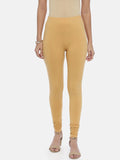 Souchii Beige Solid Slim-Fit Churidar-Length Leggings | Grocsy