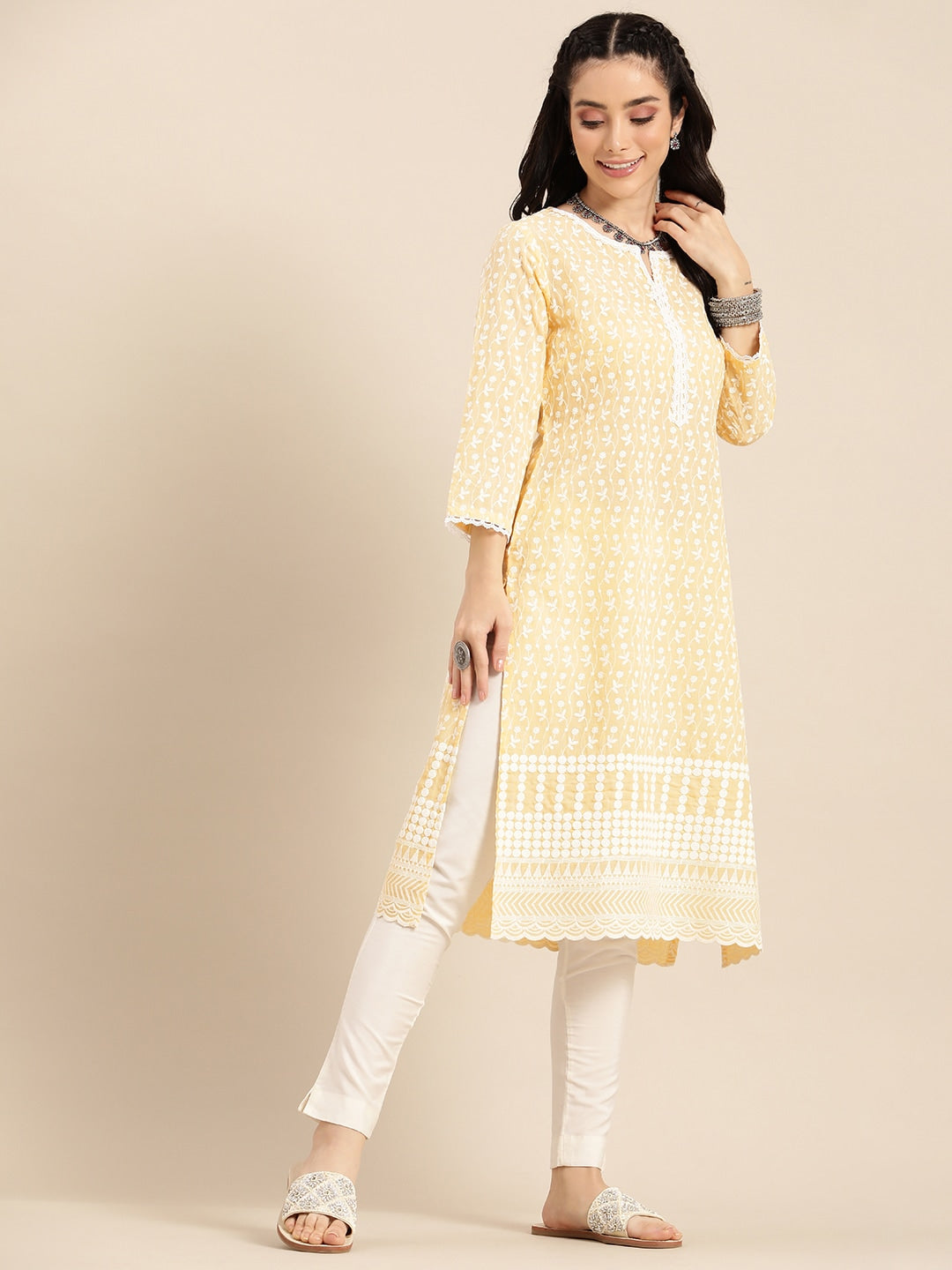 Sangria Women Ethnic Motifs Embroidered Kurta | Grocsy