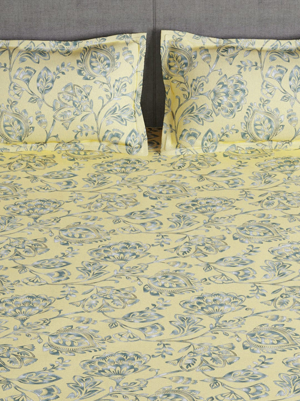 Story@home Arena Cream-Coloured & Grey Printed 180 TC Queen Bedsheet & 2 Pillow Covers | Grocsy