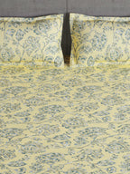 Story@home Arena Cream-Coloured & Grey Printed 180 TC Queen Bedsheet & 2 Pillow Covers | Grocsy