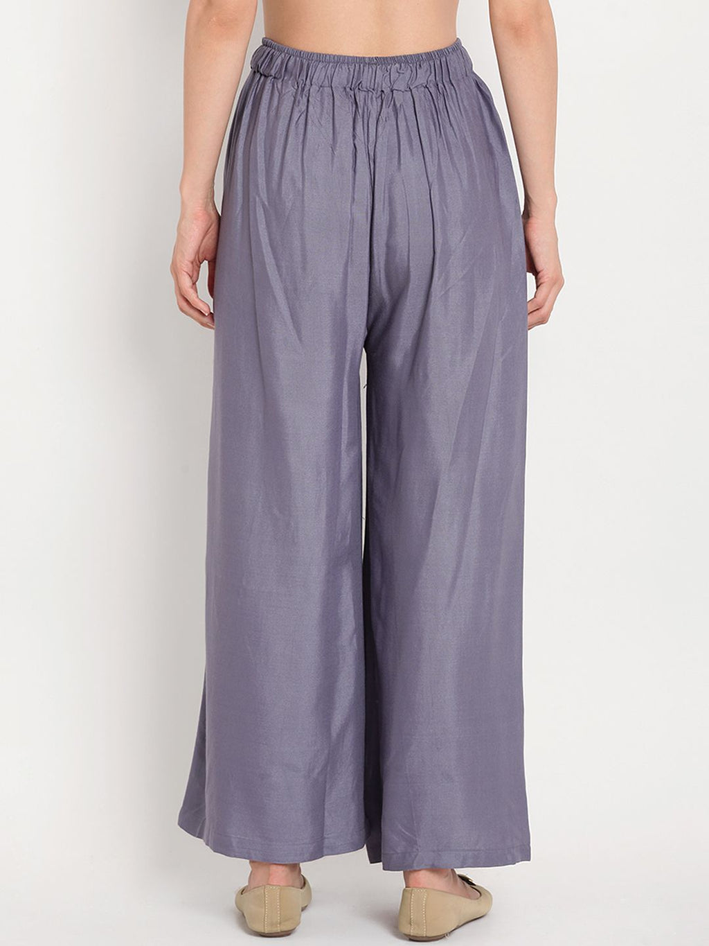 TAG 7 Women Grey Solid Flared Palazzos | Grocsy