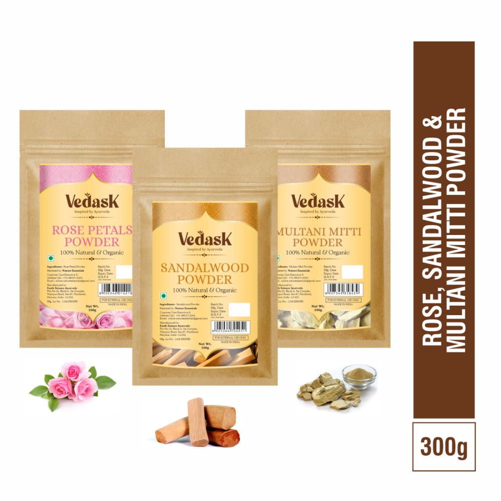 Vedask SandalWood Powder, Rose & Multani Mitti Powder | Grocsy