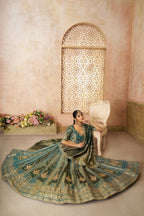 Kesar Fab Green Net Hand_Woven Lehenga | Grocsy