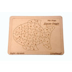 Kraftsman English Alphabets Wooden Jigsaw Puzzles Fish Shape Puzzle | Color Kit Included | Grocsy