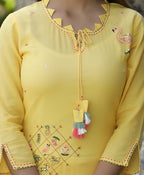 Kaajh Women's Yellow Embroidery Kurta Sharara Set | Grocsy