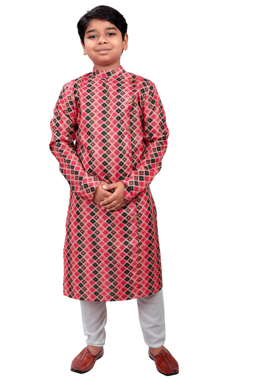 DEIANA'S Casual Designer Kurta Pyjama Set For Boys And kids (Pink With Black) | Grocsy
