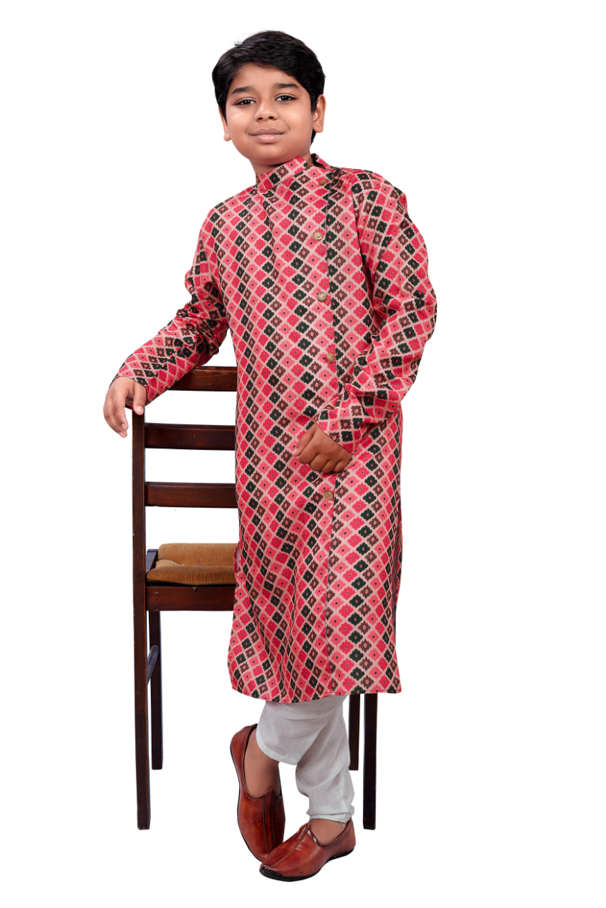 DEIANA'S Casual Designer Kurta Pyjama Set For Boys And kids (Pink With Black) | Grocsy