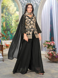 Anaita Black Heavy Embroidered Faux Georgette Stitched Plazzo Suit | Grocsy
