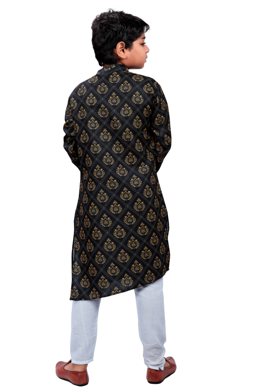 DEIANA'S Casual Designer Kurta Pyjama Set For Boys And kids (Black With Golden) | Grocsy