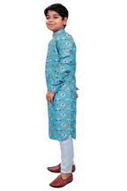 DEIANA'S Casual Designer Kurta Pyjama Set For Boys And kids (Sky Blue Blue With Multicolor) | Grocsy