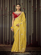 Myra Mustard Art Silk Heavy Embroidered Designer Saree | Grocsy