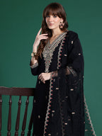 Indo Era Ethnic Motifs Embroidered Sequinned Kurta With Trousers & Dupatta | Grocsy