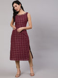Aks Checked Chanderi Silk Straight Kurta | Grocsy