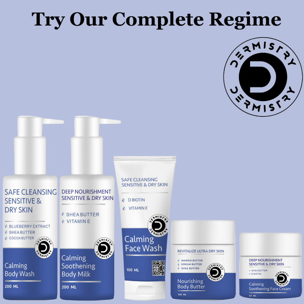 Dermistry Sensitive & Dry Skin Care Deep Nourishment Calming Soothing Face Cream Shea Butter Biotin | Grocsy