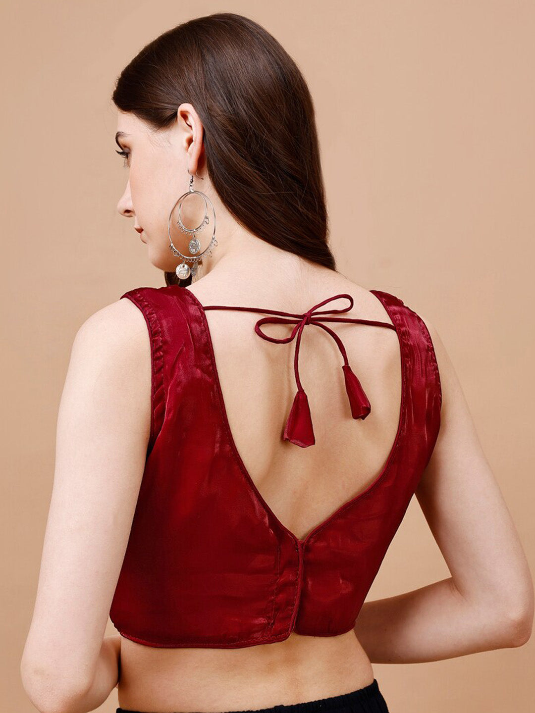 Tikhi Imli V-Neck Organza Saree Blouse | Grocsy